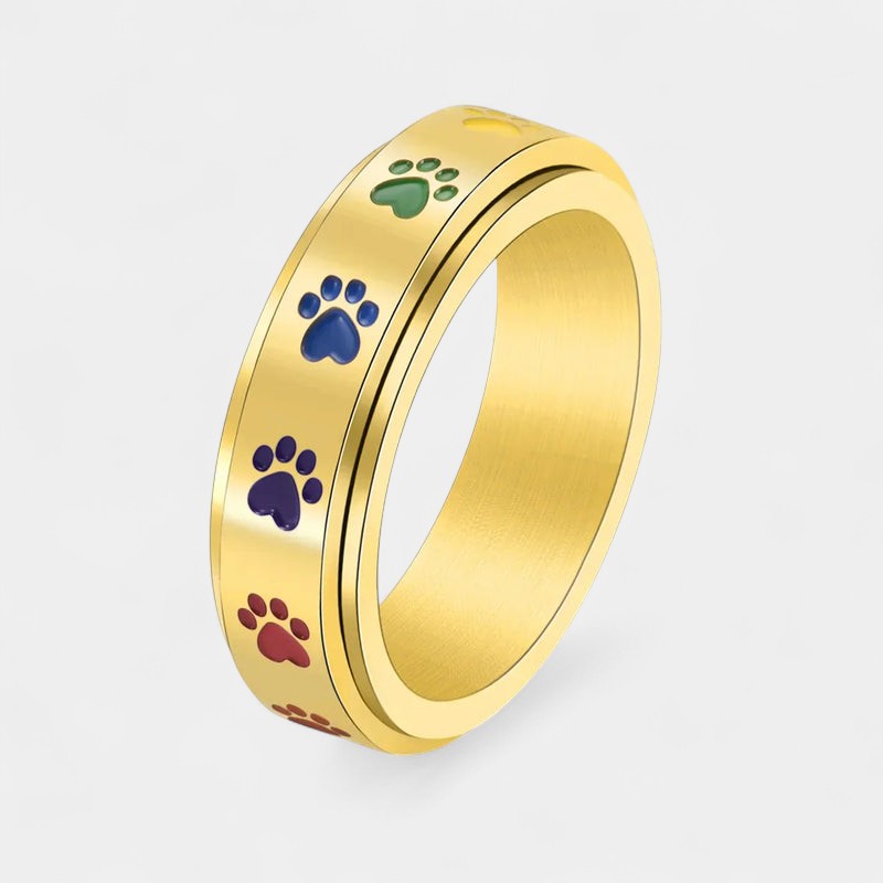 Virelle-Ring-Virelle | Unisex ring – roestvrij staal, draaiend ontwerp met pootafdrukken