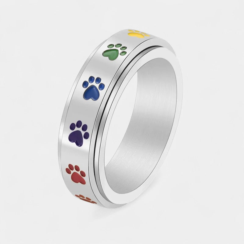 Virelle-Ring-Virelle | Unisex ring – roestvrij staal, draaiend ontwerp met pootafdrukken