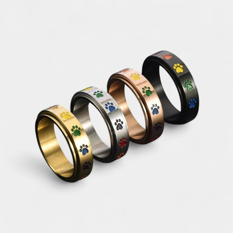 Virelle-Ring-Virelle | Unisex ring – roestvrij staal, draaiend ontwerp met pootafdrukken