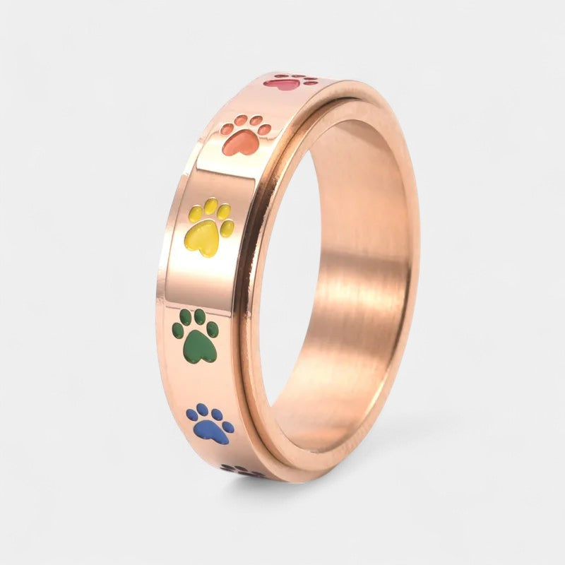 Virelle-Ring-Virelle | Unisex ring – roestvrij staal, draaiend ontwerp met pootafdrukken