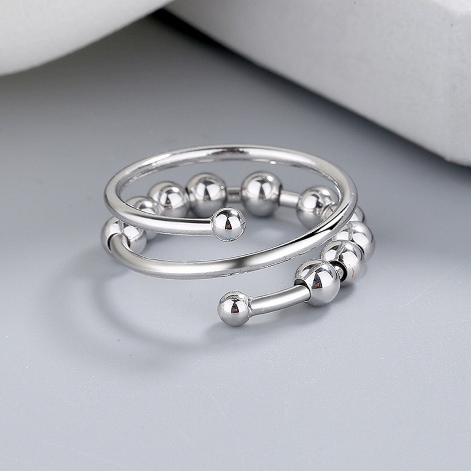 Virelle-Ring-Virelle | Verstelbare stressverlichtende ring – Fidget ring met kralen dames/heren