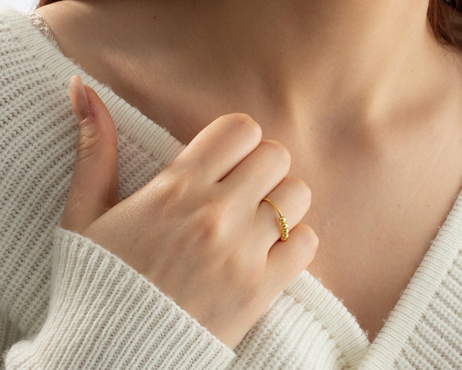 Virelle-Ring-Virelle | Verstelbare stressverlichtende ring – Fidget ring met kralen dames/heren