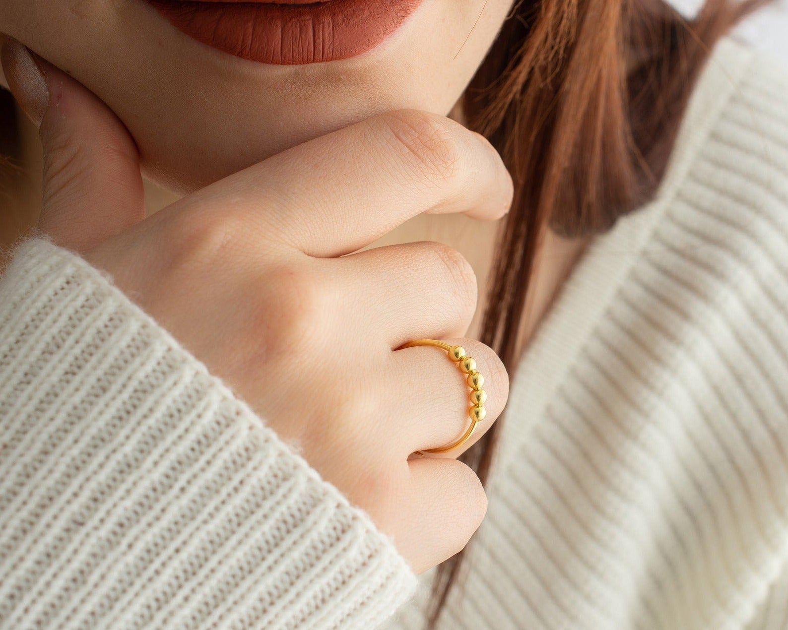 Virelle-Ring-Virelle | Verstelbare stressverlichtende ring – Fidget ring met kralen dames/heren