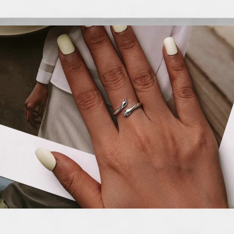 Virelle-Ringen-Virelle | Liefdes Omhelzing Ring – Sterling Zilver, Open Ontwerp, Symboliek van Liefde