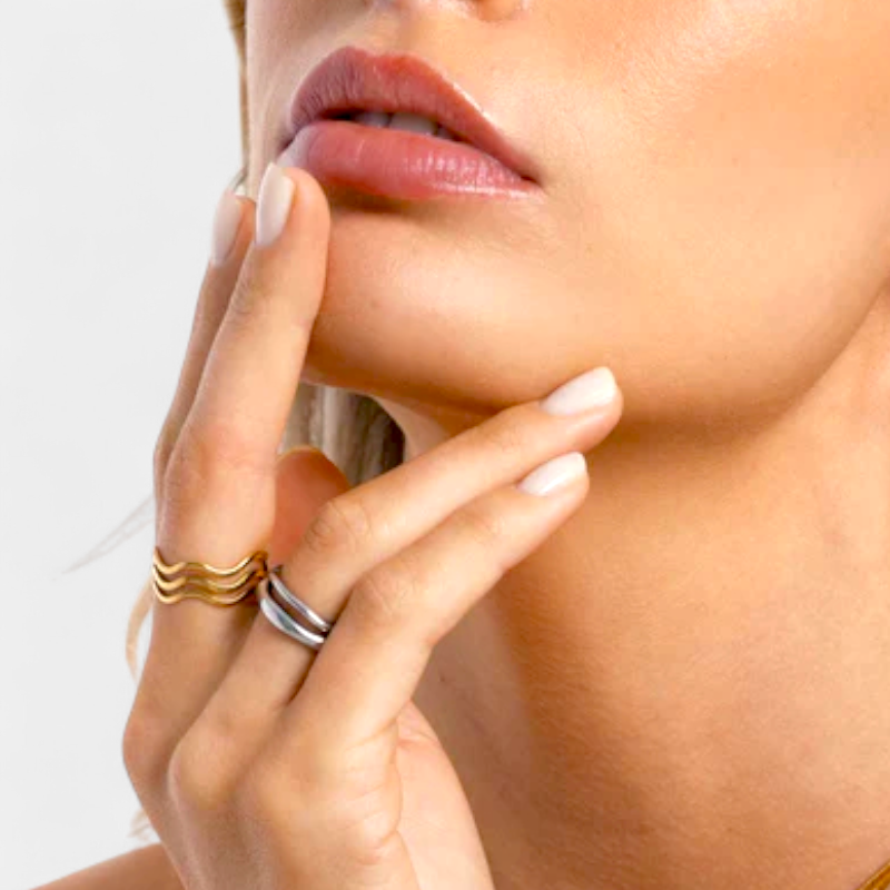 Virelle-Ringenset-Virelle | Dames ringenset – stapelbaar ontwerp, meerlaagige set