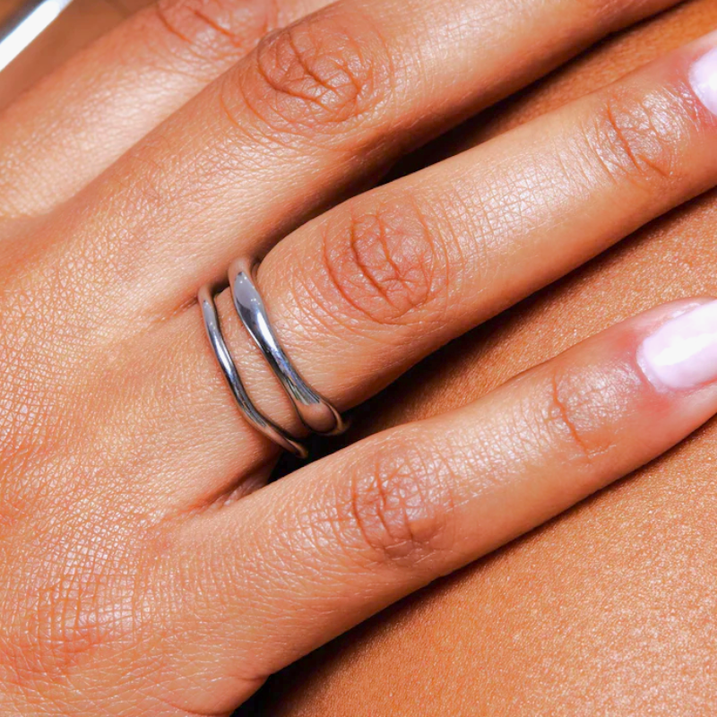 Virelle-Ringenset-Virelle | Dames ringenset – stapelbaar ontwerp, meerlaagige set