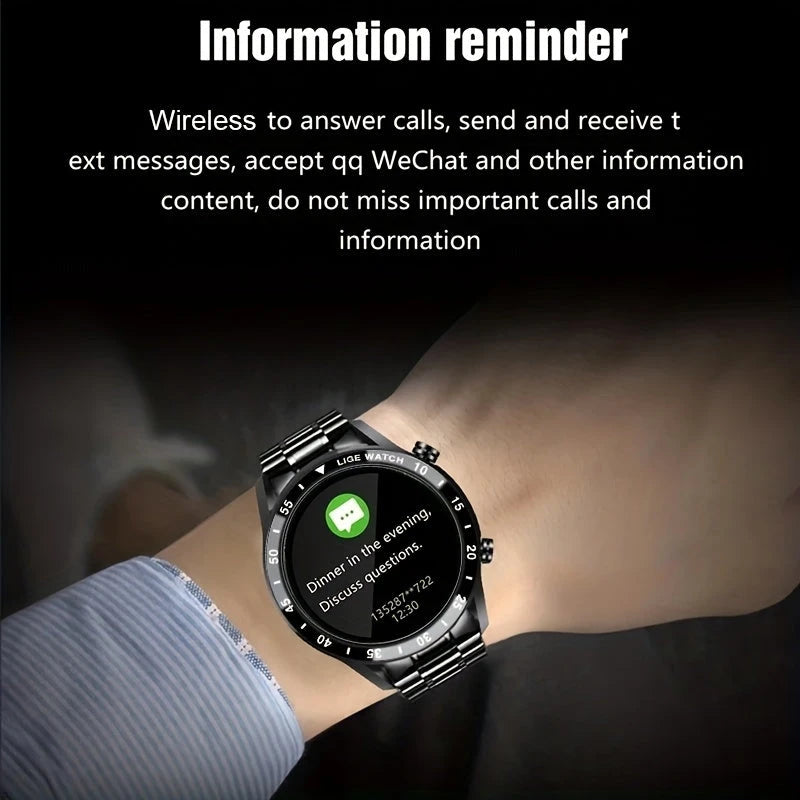Virelle-Smartwatches-Virelle | Heren Smartwatch – Volledig Touchscreen, RVS Band, Fitness Tracker
