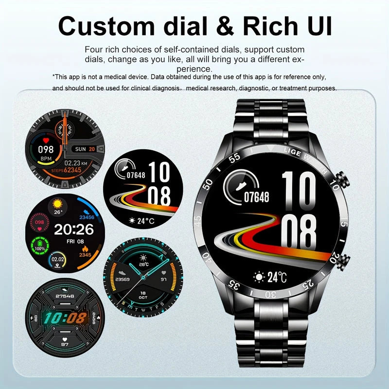 Virelle-Smartwatches-Virelle | Heren Smartwatch – Volledig Touchscreen, RVS Band, Fitness Tracker