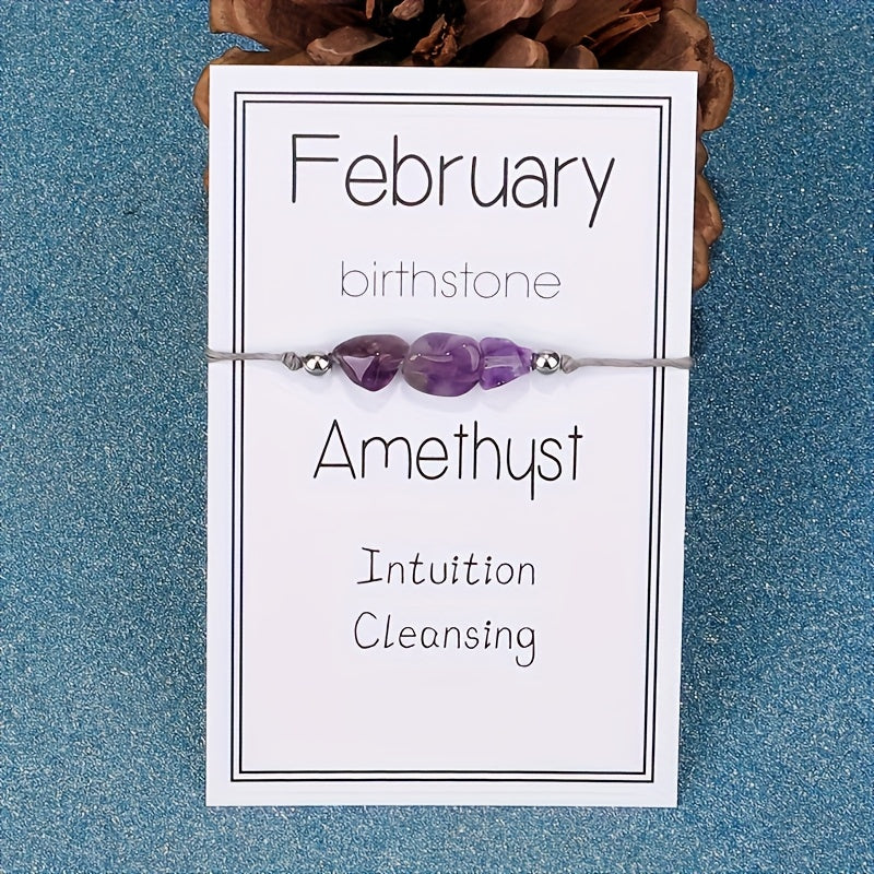 Virelle-Virelle | Dames Armband – 12 Maanden Geboortesteen met Gevlochten Koord, Inclusief Wenskaart