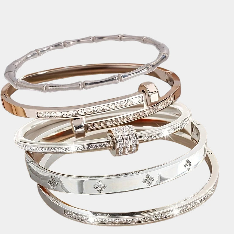 Virelle-Virelle | Dames Armband – Roestvrij staal, Elegante stijl, Set van vijf