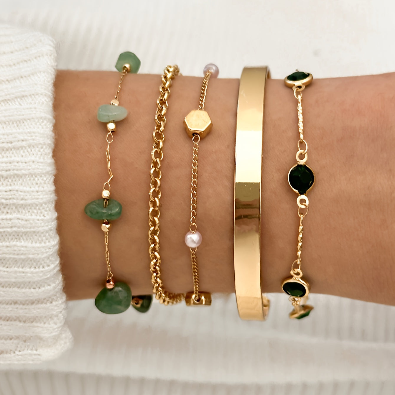 Virelle-Virelle | Dames Armband – Ijzeren open ringketting, Vintage design, Set van vijf