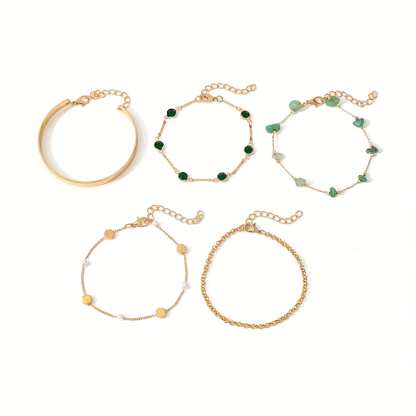 Virelle-Virelle | Dames Armband – Ijzeren open ringketting, Vintage design, Set van vijf