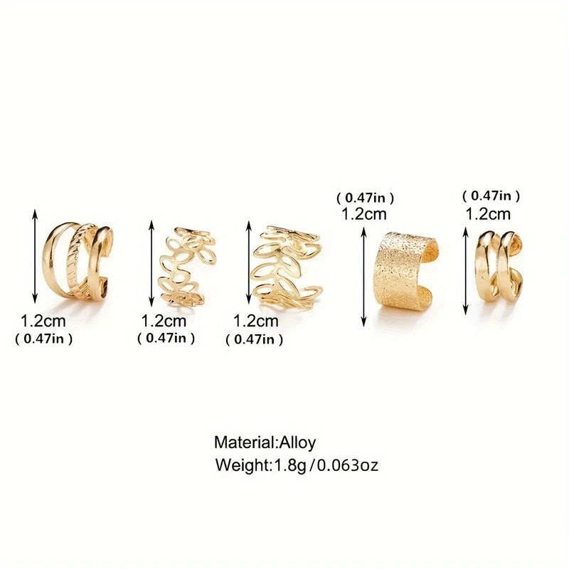 Virelle-Virelle | Dames Ear Cuff Set – Metaal Opengewerkt Design, Niet-Piercing Helix Ringen
