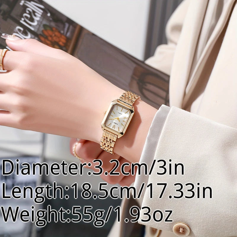 Virelle-Virelle | Dames Horloge – Business Rechthoekig Design, Luxe Gouden Analoge Polshorloge