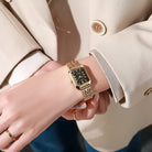 Virelle-Virelle | Dames Horloge – Business Rechthoekig Design, Luxe Gouden Analoge Polshorloge