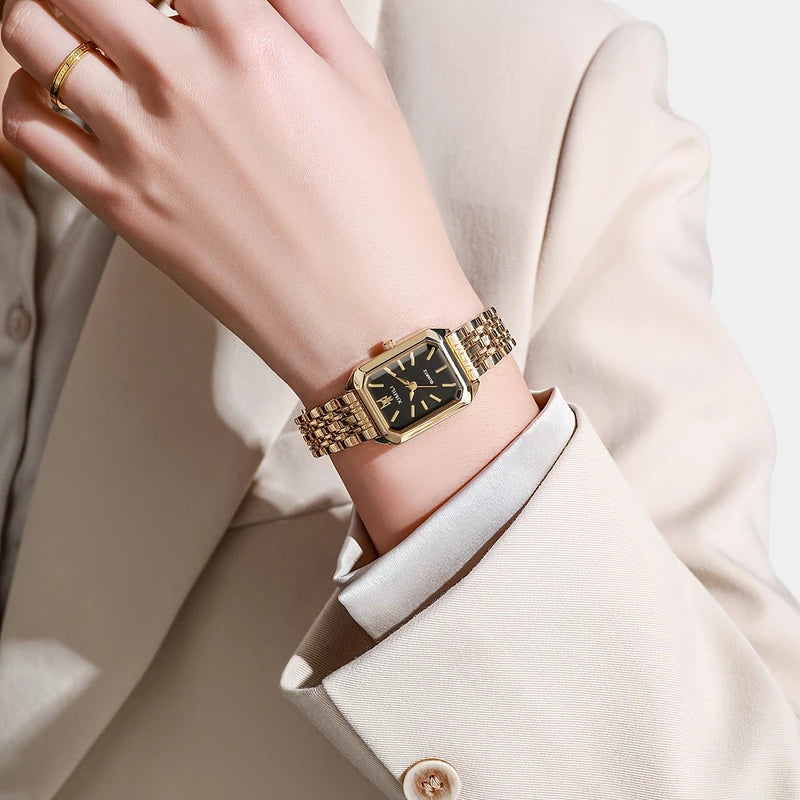 Virelle-Virelle | Dames Horloge – Business Rechthoekig Design, Luxe Gouden Analoge Polshorloge