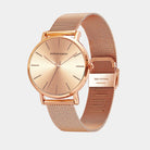 Virelle-Virelle | Dames Horloge – Roestvrijstalen meshband, Rosegouden afwerking, Elegant quartz ontwerp