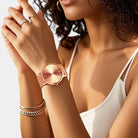 Virelle-Virelle | Dames Horloge – Roestvrijstalen meshband, Rosegouden afwerking, Elegant quartz ontwerp