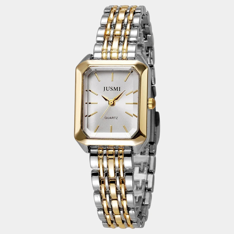 Virelle-Virelle | Dames Horloge – Vierkante Quartz Kast, Roestvrijstalen Band, Minimalistische Indexen