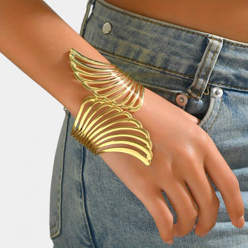 Virelle-Virelle | Dames Manchetcuff – Metaal Uitsnede Vleugelmotief, Elegante Open Band
