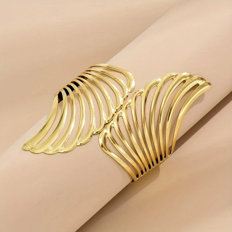 Virelle-Virelle | Dames Manchetcuff – Metaal Uitsnede Vleugelmotief, Elegante Open Band