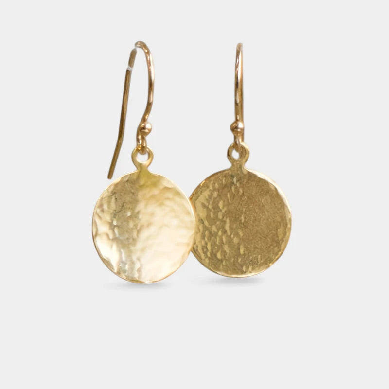 Virelle-Virelle | Dames Oorbellen – Minimalistisch Rond Ontwerp, Gehamerd 14K Goudlaag