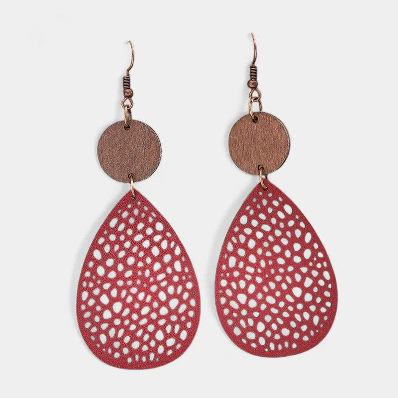 Virelle-Virelle | Dames Oorbellen – Vintage PU Leer, Hol Ontwerp, IJzeren Steker, Veelzijdig en Tijdloos