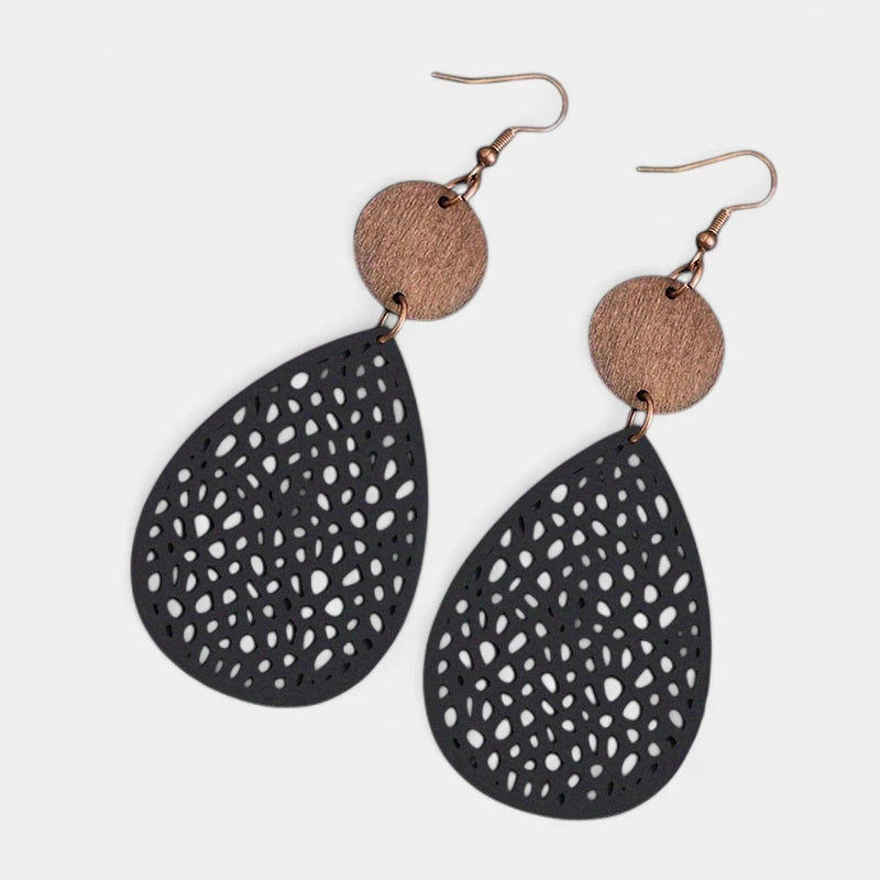 Virelle-Virelle | Dames Oorbellen – Vintage PU Leer, Hol Ontwerp, IJzeren Steker, Veelzijdig en Tijdloos