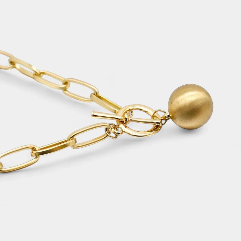 Virelle-Virelle | Dames Schakelketting – Metaal Glossy Balhanger, Grove Statement Schakels