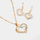 Virelle-Virelle | Dames Sieradenset – 3-Delige Set met Dubbele Hartvorm, Glanzende Zirkonia Details