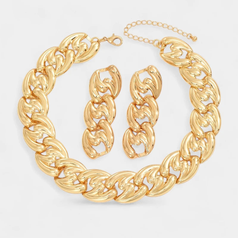 Virelle-Virelle | Dames Sieradenset – Gothic Punk, Chunky Ketting en Oorbellen, Modieus Statement