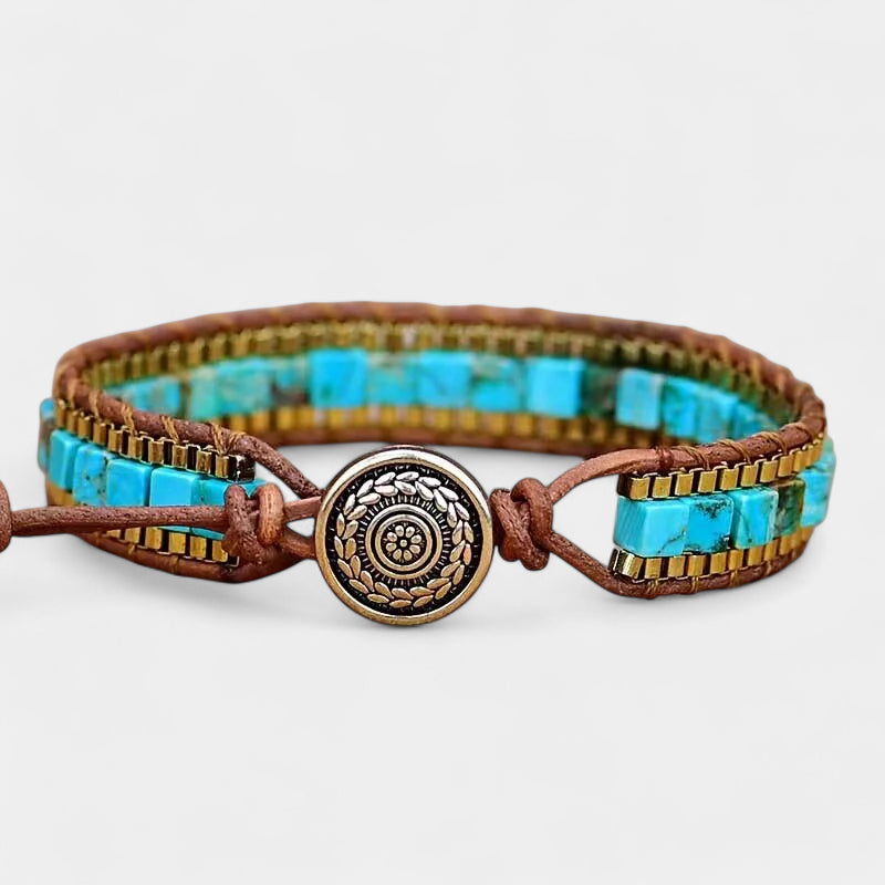 Virelle-Virelle | Dames armband – Keizersteen en turquoise, kralenstijl, elastisch koord