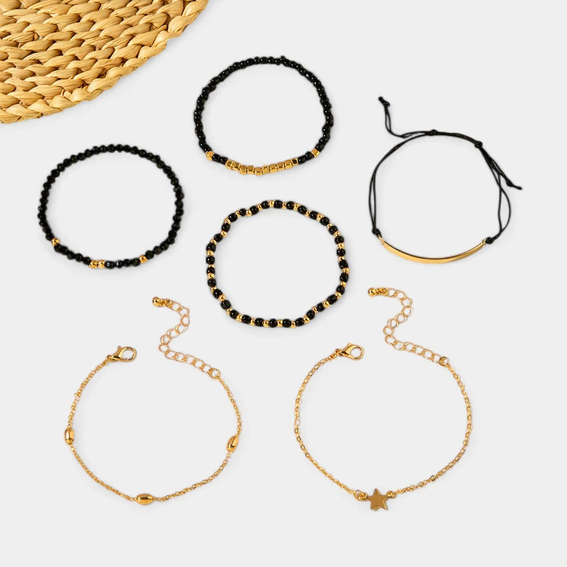 Virelle-Virelle | Dames armbandenset – Hars kralenwerk, Ster hangerdesign, Gelaagde stijl