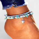 Virelle-Virelle | Dames enkelbandje – schildpad hanger, schelp details