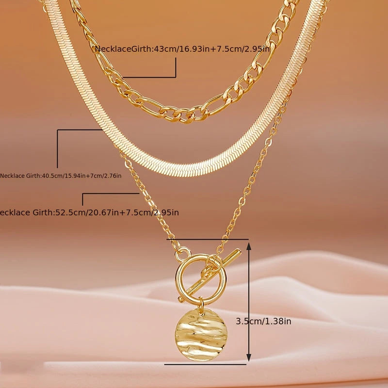 Virelle-Virelle | Dames kettingset – Zinklegering, Gelaagde slangenschakel, Munt hanger