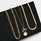 Virelle-Virelle | Dames kettingset – Zinklegering, Gelaagde slangenschakel, Munt hanger