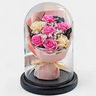 Virelle-Virelle | Dames woondecoratie – Glazen stolp, Kunstrozen boeket, Romantisch bloemstuk