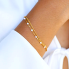 Virelle-Virelle | Damesarmband – Dubbele witte kralen, verstelbare sluiting