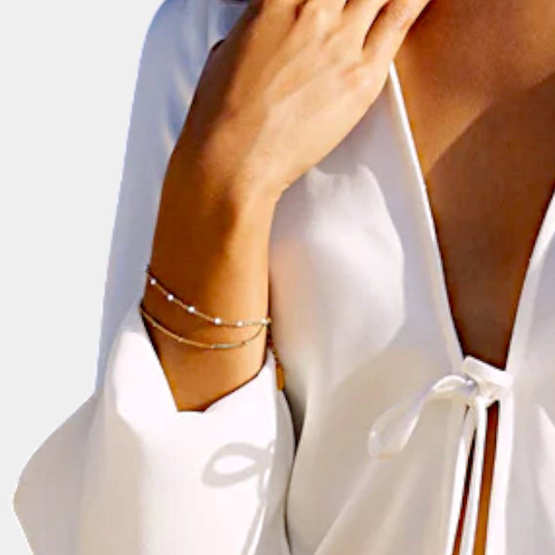 Virelle-Virelle | Damesarmband – Dubbele witte kralen, verstelbare sluiting