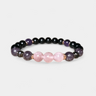Virelle-Virelle | Damesarmband – Edelsteenkralen 8 mm rozekwarts, obsidiaan, amethist