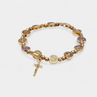 Virelle-Virelle | Damesarmband – Tweekleurige kruis-bedel, verstelbare schakel