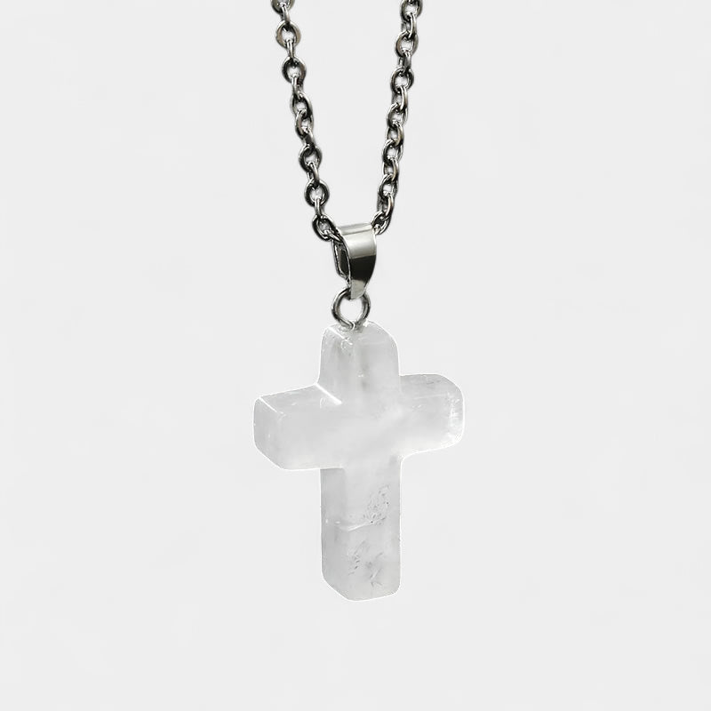Virelle-Virelle | Damesketting – Edelsteen kruis-hanger, fijn schakelketting