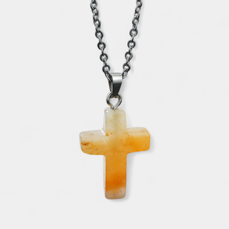 Virelle-Virelle | Damesketting – Edelsteen kruis-hanger, fijn schakelketting