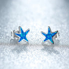 Virelle-Virelle | Damesoorbellen – Blauw opaal zeester-inleg, zilveren post