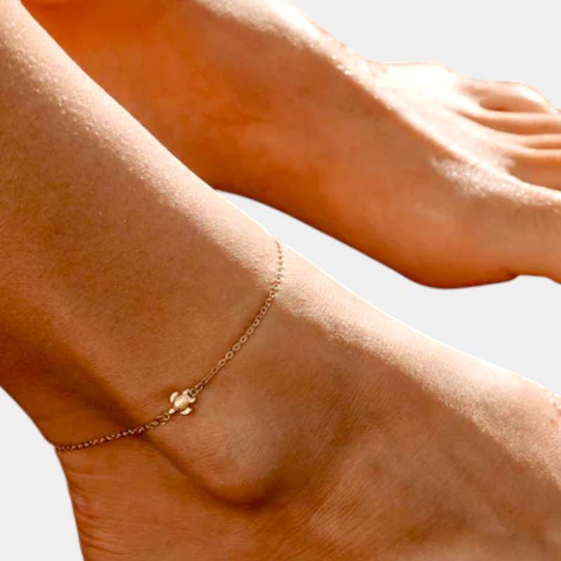 Virelle-Virelle | Enkelband – Sierlijke schildpad-hanger, verstelbare ketting