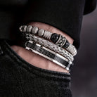 Virelle-Virelle | Heren Armband – Roestvrij staal, Vintage ontwerp, Tijgeroog kralen, Set van drie