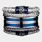 Virelle-Virelle | Heren Armband – Roestvrij staal, Vintage ontwerp, Tijgeroog kralen, Set van drie