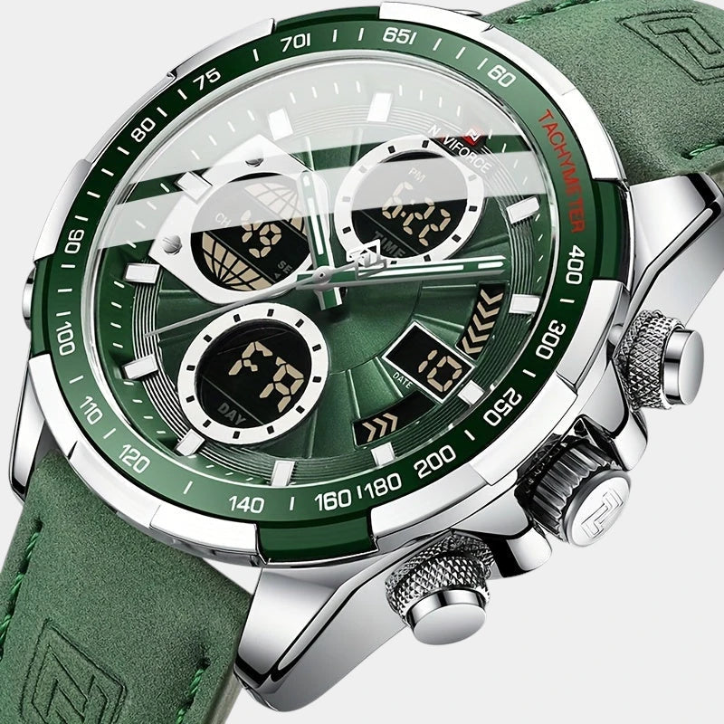 Virelle-Virelle | Heren Horloge - Echt Leer, Datum, Chronograaf
