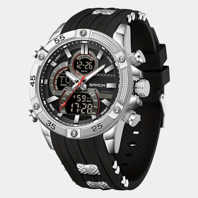 Virelle-Virelle | Heren Horloge -PU Leer, Dual Display, Nachtlicht