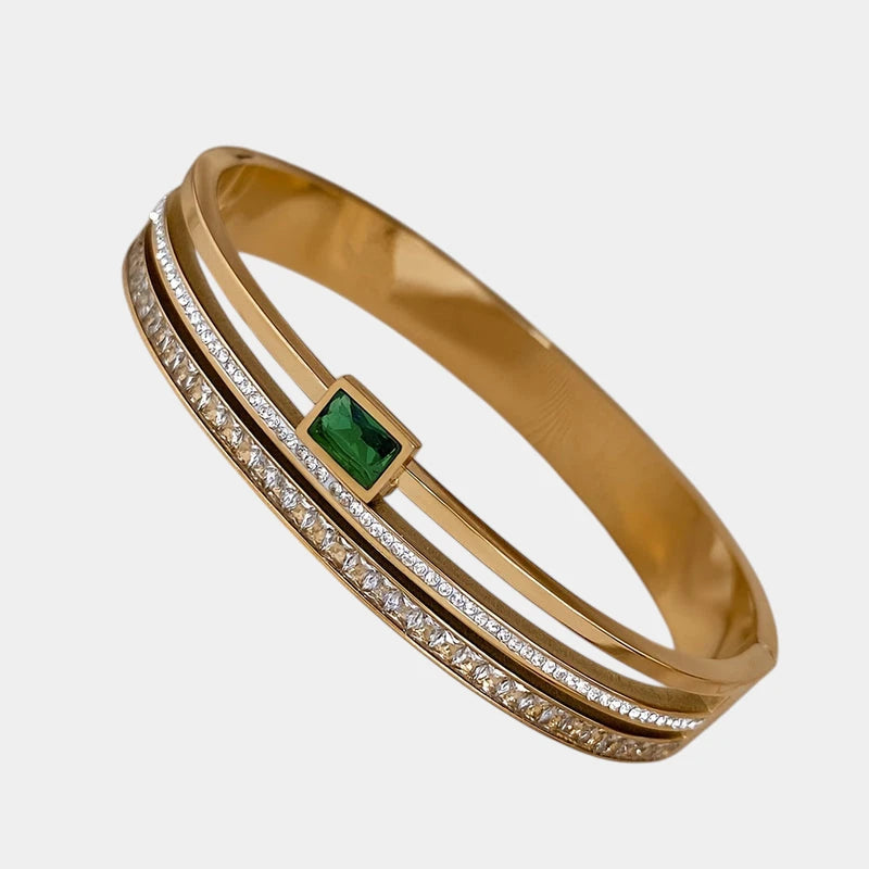 Virelle-Virelle | Unisex Armband – Roestvrij staal, Brede manchet, Ingelegde details